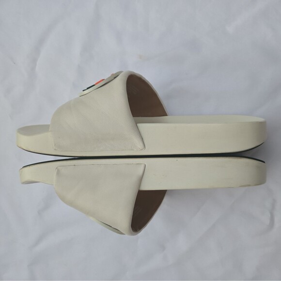 Tory Burch Lina Rainbow Logo Slides Sandals Nappa Leather Ivory Women's 11M - Picture 5 of 7